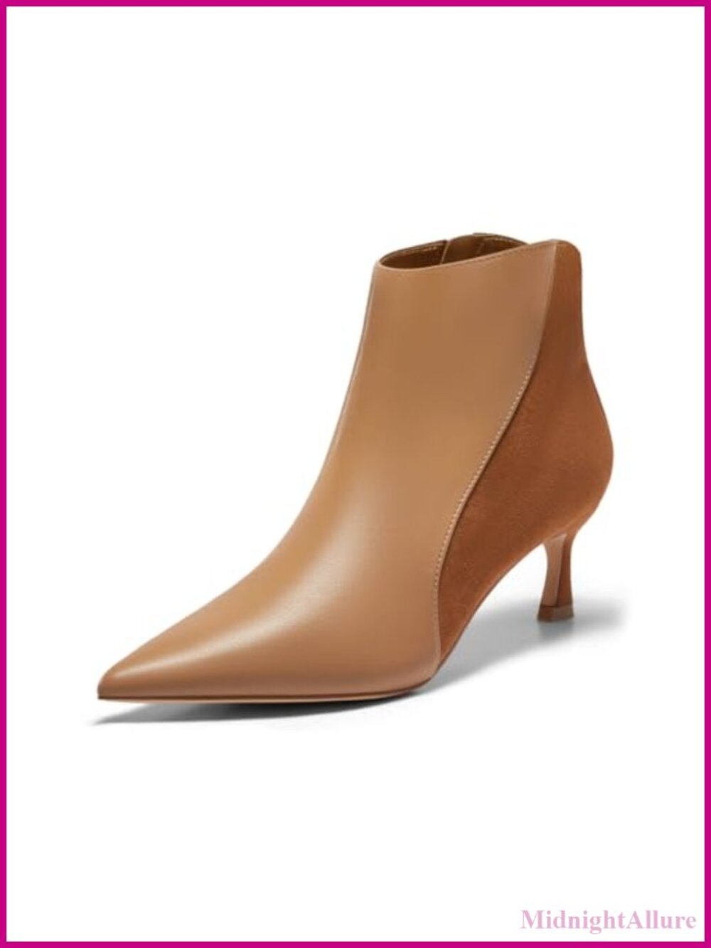 Kitten Heel Ankle Boots Pointed Toe Side Zipper Fall Winter Booties